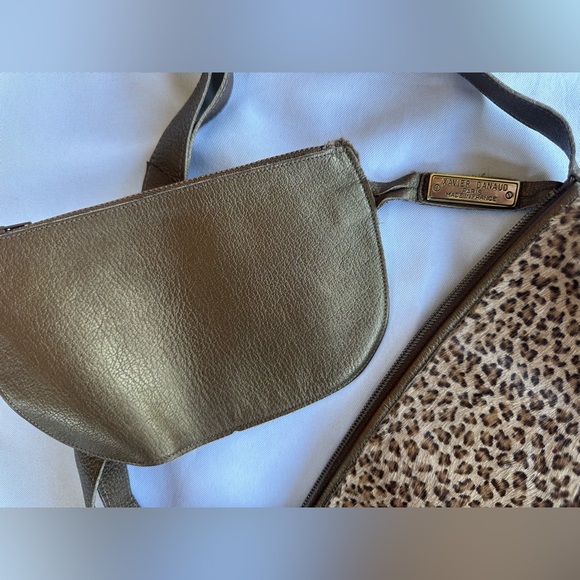 Vintage Xavier Danaud Leopard Faux Fur Leather Sling Bag Made in France - Picture 7 of 11